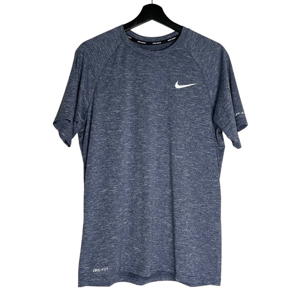 Nike Other - Nike Swim Mens Dri-FIT UPF 40+ Heathered Blue Rash Guard Shirt NESSA589 Size M